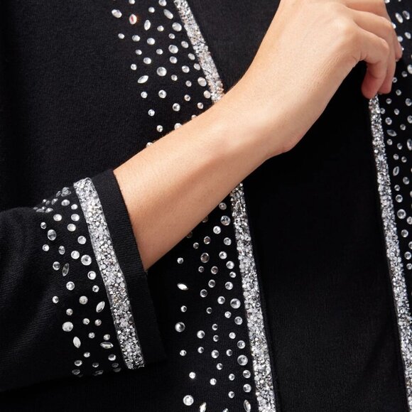 EUC Chico's Travelers Collection Rhinestone Cardigan L - Picture 4 of 16